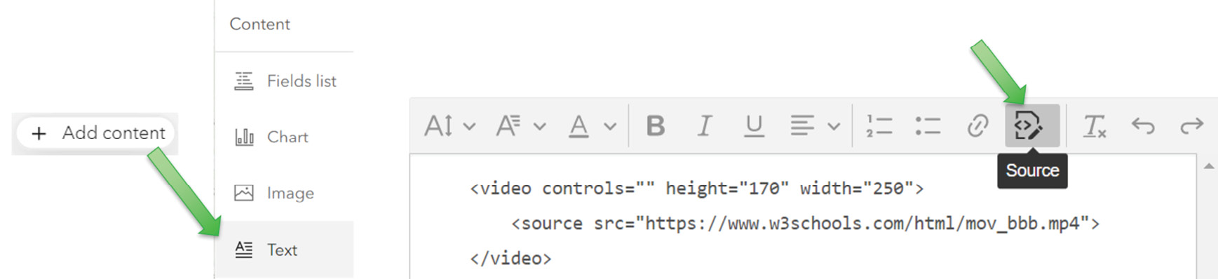 Pop-up Contents window showing functionality for adding videos to display.